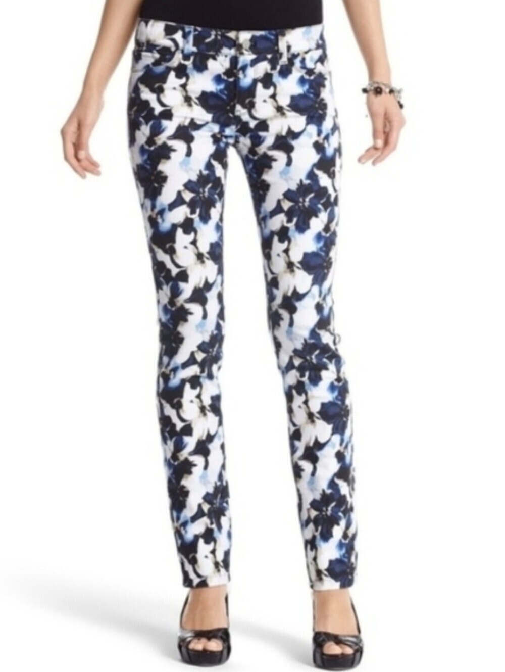 WHBM Orchid Jeans, Blue & White